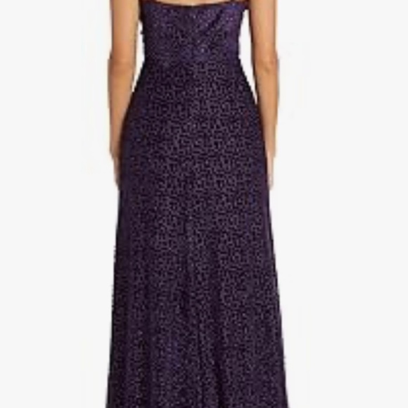 Nightway Women's Long Velvet‎ Mock Wrap Dress W/Sheer V Inset & Side Slit Size 8 - Picture 14 of 14